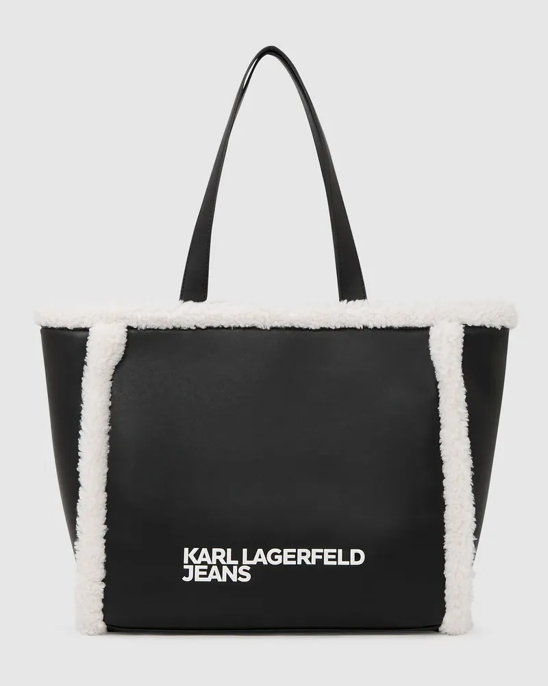 Karl Lagerfeld Tote-bag Aus Lammfell-imitat, Damen, Schwarz/weiss, Größe Schwarz
