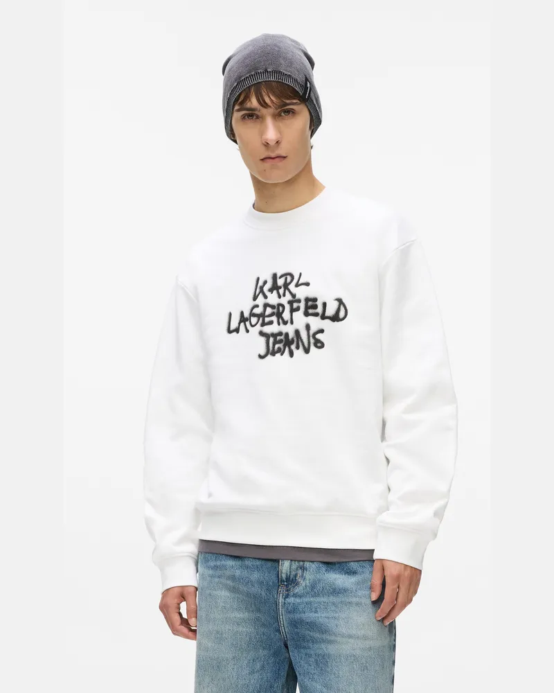 Karl Lagerfeld Graffiti-sweatshirt, Herren, Weiss, Größe Weiss