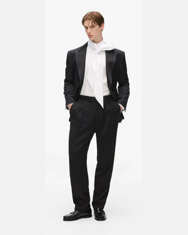 Karl Lagerfeld Kl Studio Anzughose Mit Doppelten Bundfalten, Herren, Schwarz, Größe Schwarz