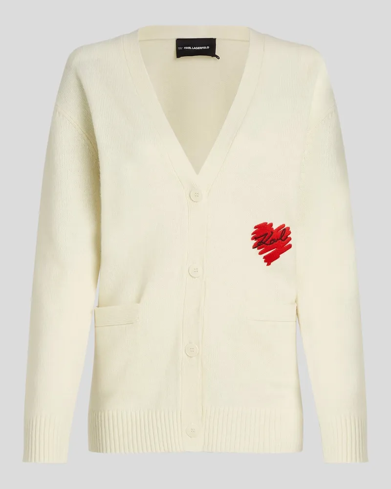 Karl Lagerfeld K/heart Cardigan, Frau, Cannoli Creme, Größe Cannoli