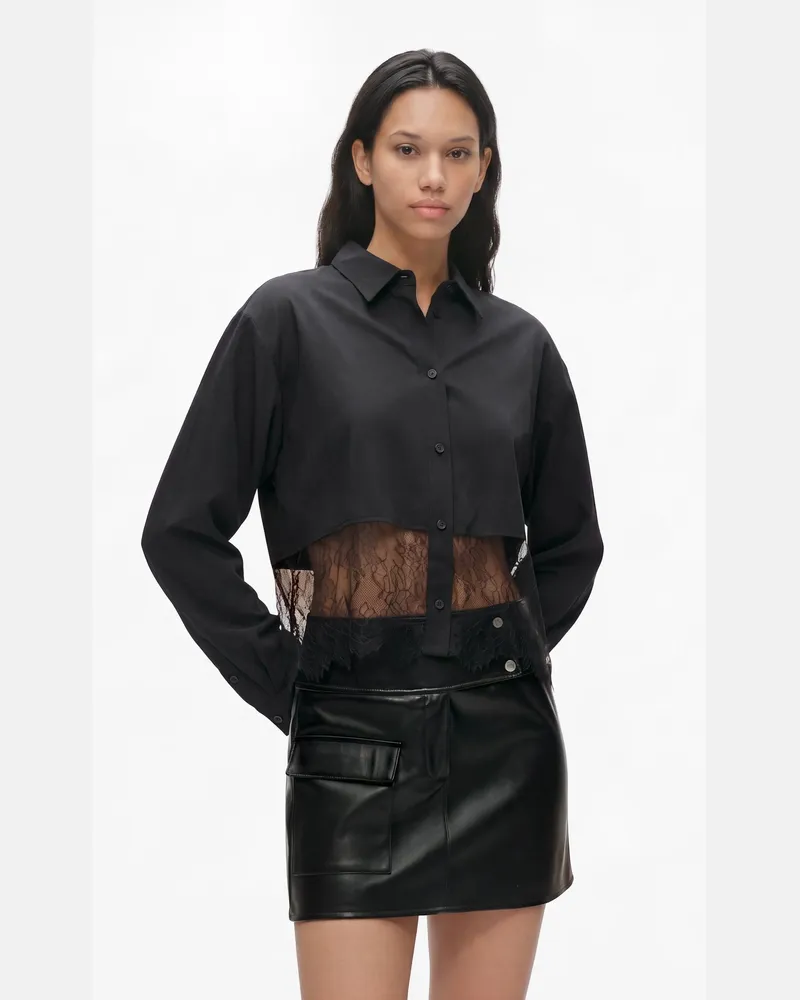 Karl Lagerfeld Hemd Mit Spitzenbesatz, Female, Schwarz, Size Black