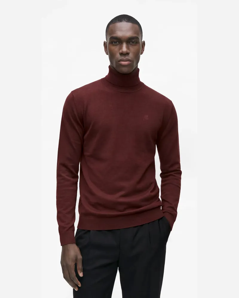 Karl Lagerfeld Rollkragenpullover Aus Wolle, Male, Merlot, Size Red