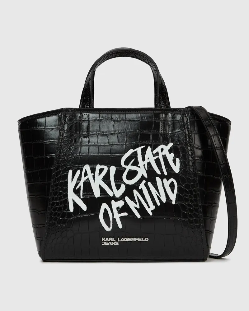 Karl Lagerfeld Mini Tote Bag Mit Karl-zitat, Damen, Schwarz, Größe Schwarz