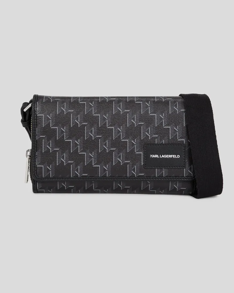 Karl Lagerfeld K/voyage Portemonnaie Zum Umhängen, Frau, Schwarzes Monogramm, Größe Schwarzes