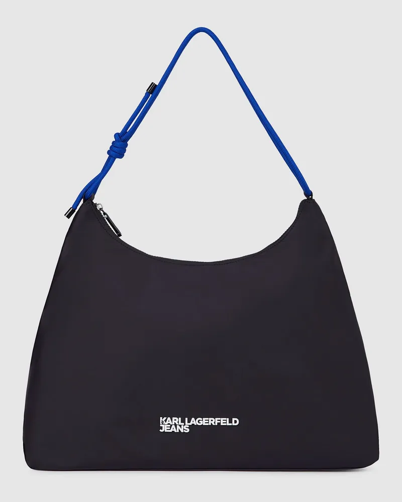 Karl Lagerfeld Große Schultertasche Aus Nylon Mit Kordel, Damen, Schwarz, Größe Schwarz