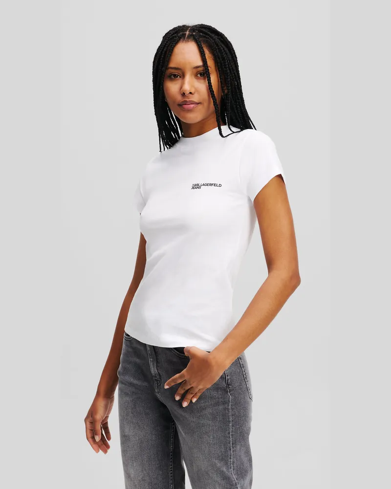 Karl Lagerfeld Schmal Geschnittenes T-shirt, Damen, Weiss, Größe Weiss