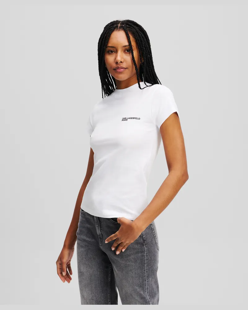 Karl Lagerfeld Schmal Geschnittenes T-shirt, Frau, Weiss, Größe Weiss