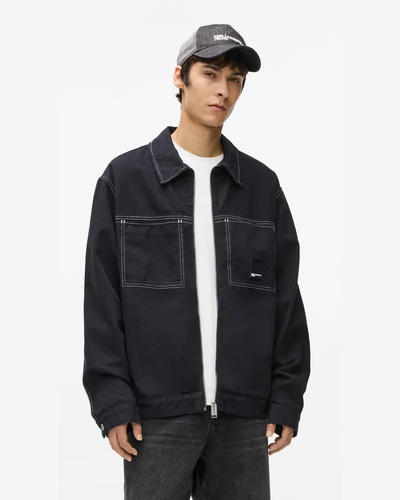 Karl Lagerfeld Jacke Mit Kontrastnähten, Herren, Schwarz, Größe Schwarz