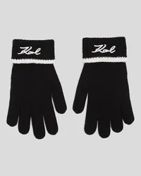 Karl Lagerfeld K/signature strickhandschuhe, Frau, Schwarz/weiss Schwarz