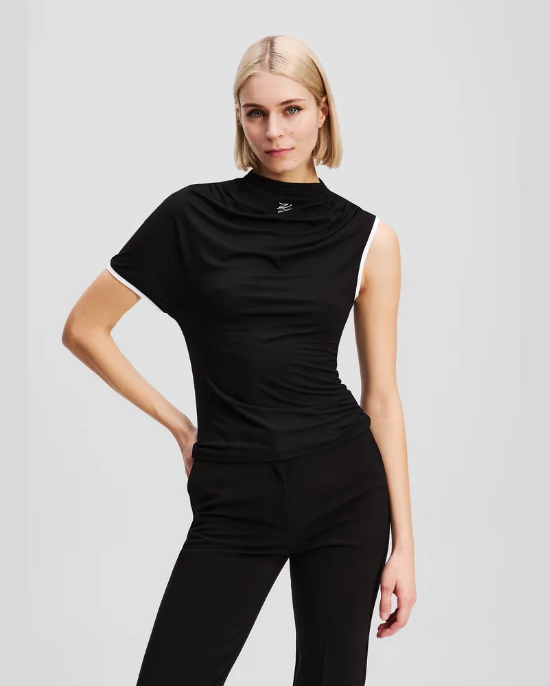 Karl Lagerfeld Einärmeliges T-shirt, Damen, Schwarz, Größe Schwarz