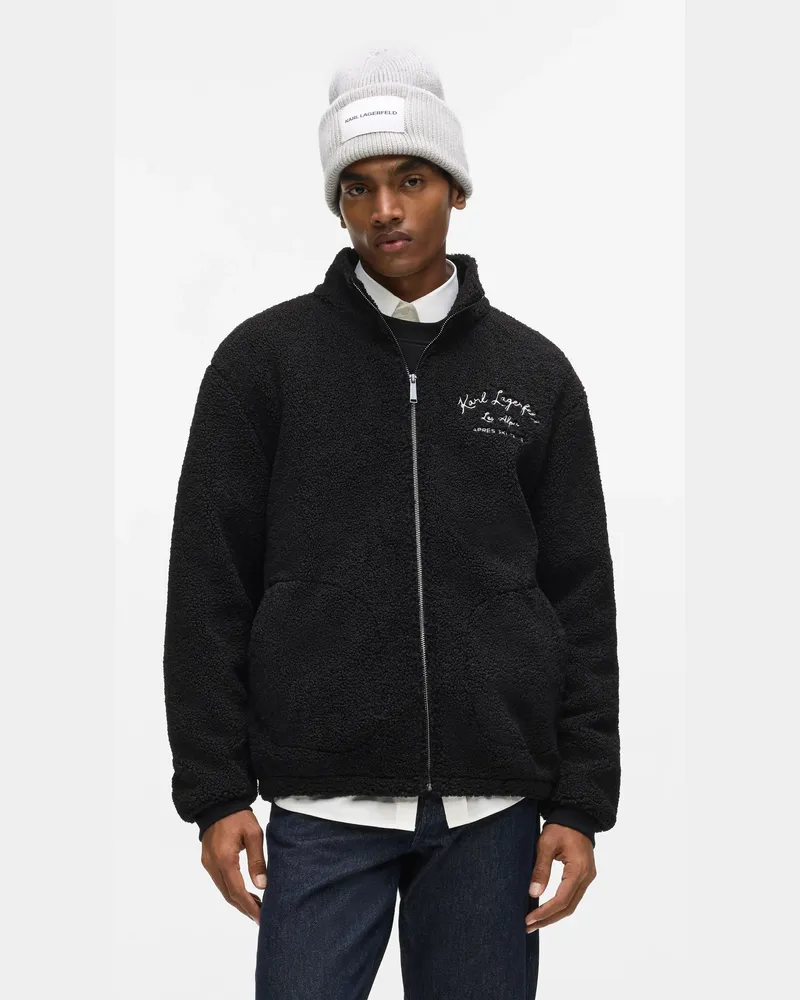Karl Lagerfeld Loungewear-fleece-jacke Mit Reißverschluss, Male, Schwarz, Size Black