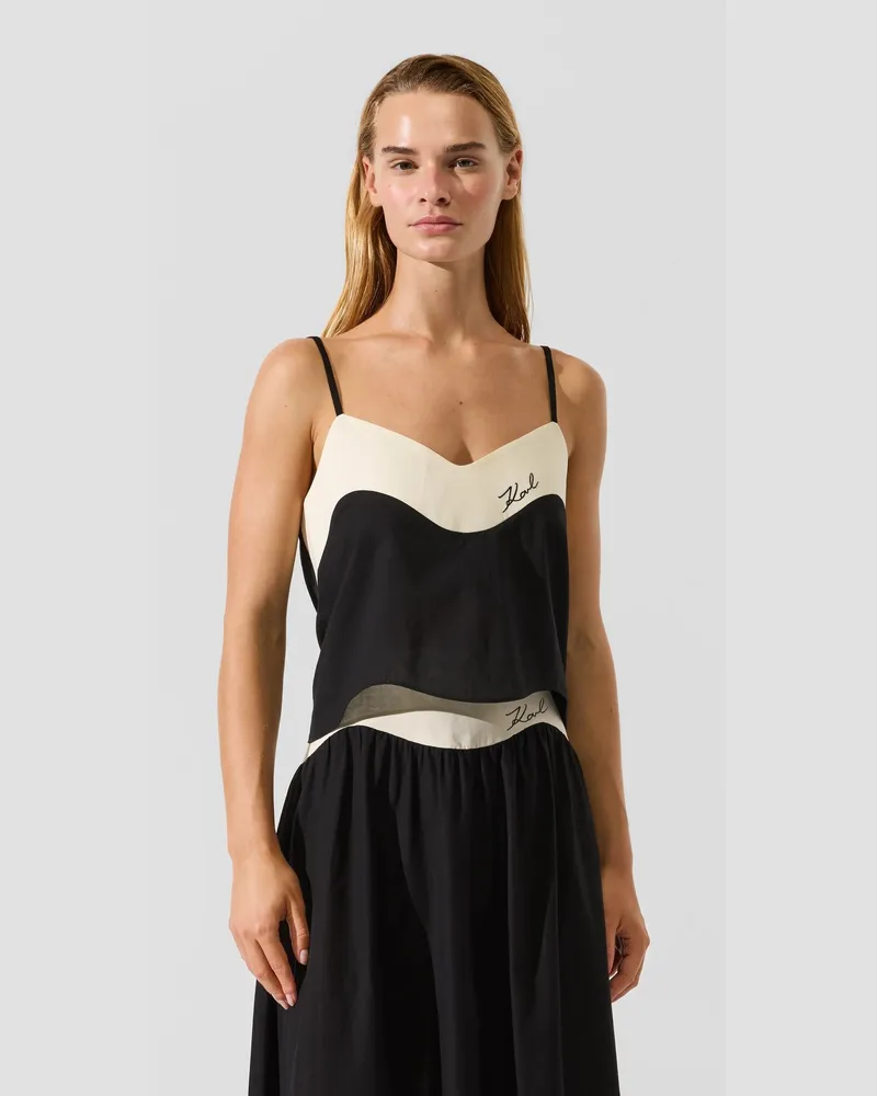 Karl Lagerfeld Strand-top Mit Charakteristischer Bogenkante, Female, Schwarz, Size Black