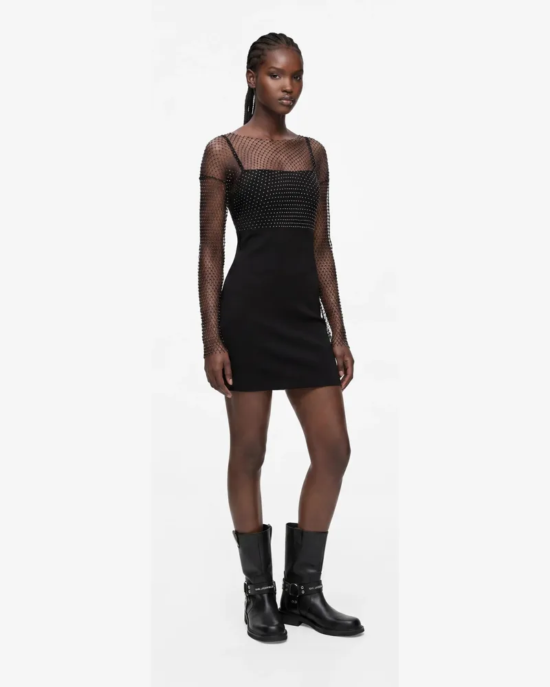 Karl Lagerfeld Kettenhemd-kleid, Damen, Schwarz, Größe Schwarz