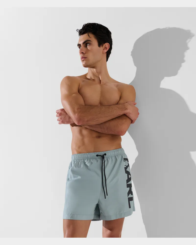 Karl Lagerfeld Kurze Board-shorts Mit Logo, Mann, Schiefer, Größe Schiefer