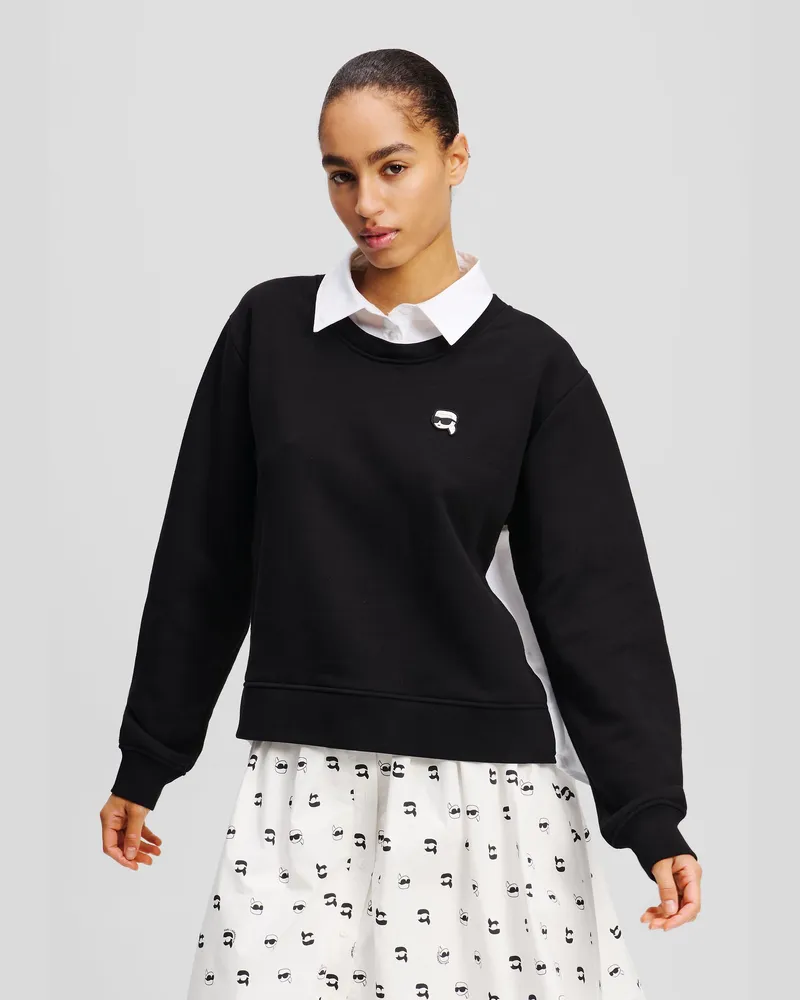 Karl Lagerfeld Ikon sweatshirt Aus Mischgewebe, Frau, Schwarz, Größe Schwarz
