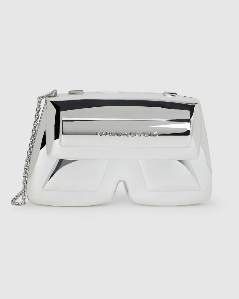 Karl Lagerfeld Ikon K Clutch Aus Kunstharz, Damen, Silbermetall, Größe Silbermetall