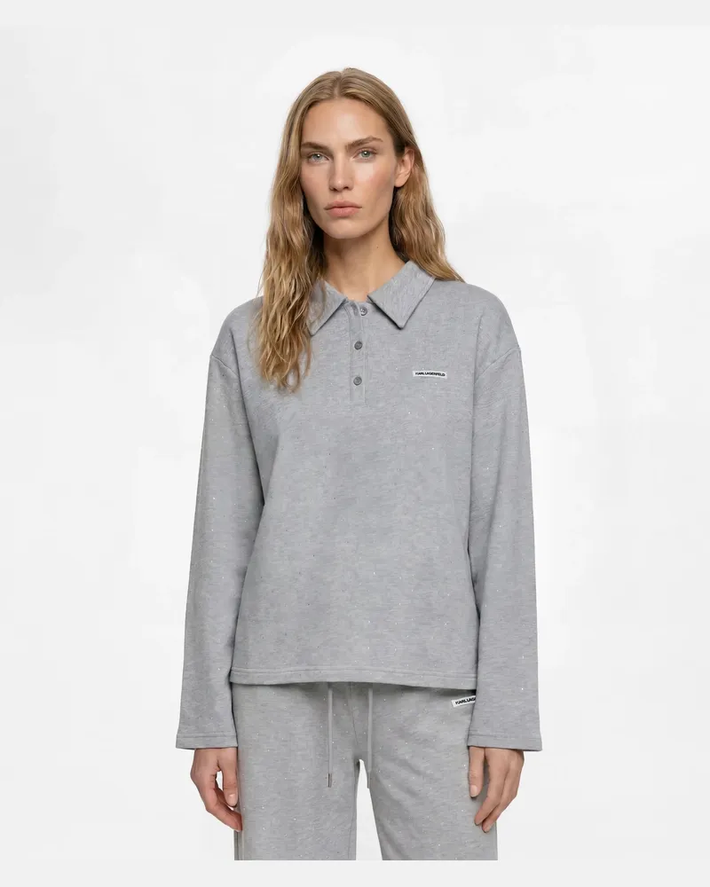 Karl Lagerfeld Loungewear-sweatshirt Mit Strasssteinen, Damen, Mittelgrau-melange, Größe Mittelgrau-melange