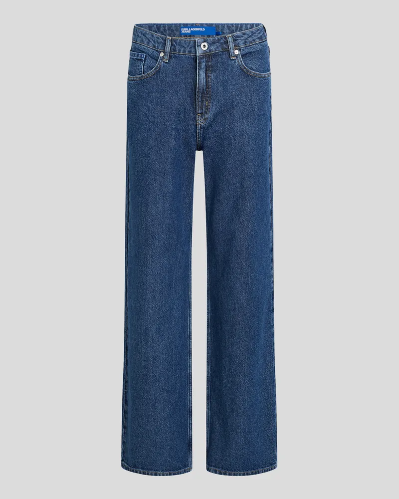 Karl Lagerfeld Mittelhohe Jeans In Lässiger Passform Mit Schlitz Am Saum, Frau, DUNKELBLAU, Größe Dunkelblau