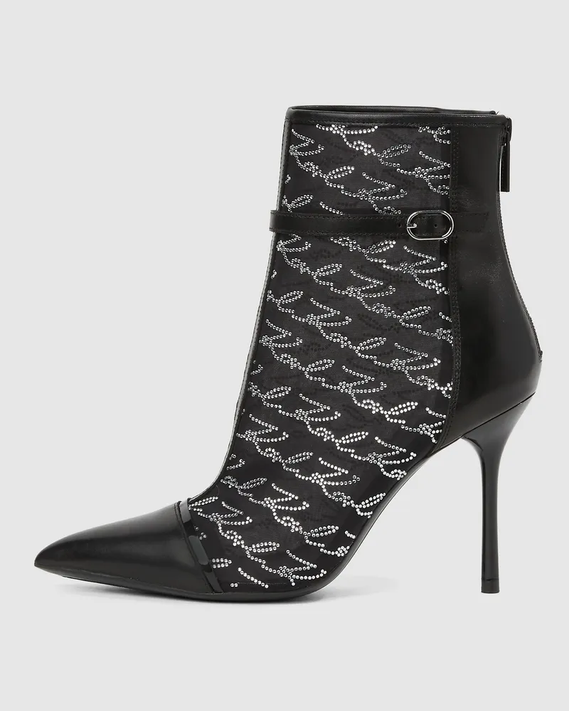 Karl Lagerfeld Signia Funkelnde Stiefeletten, Female, Schwarz/silber, Size Black