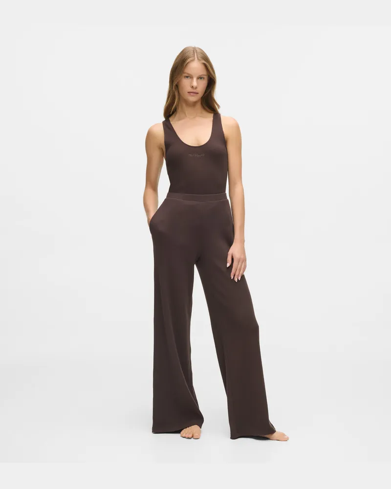 Karl Lagerfeld Loungewear-hose Mit Waffelstruktur, Damen, Schwarzer Kaffee, Größe Schwarzer