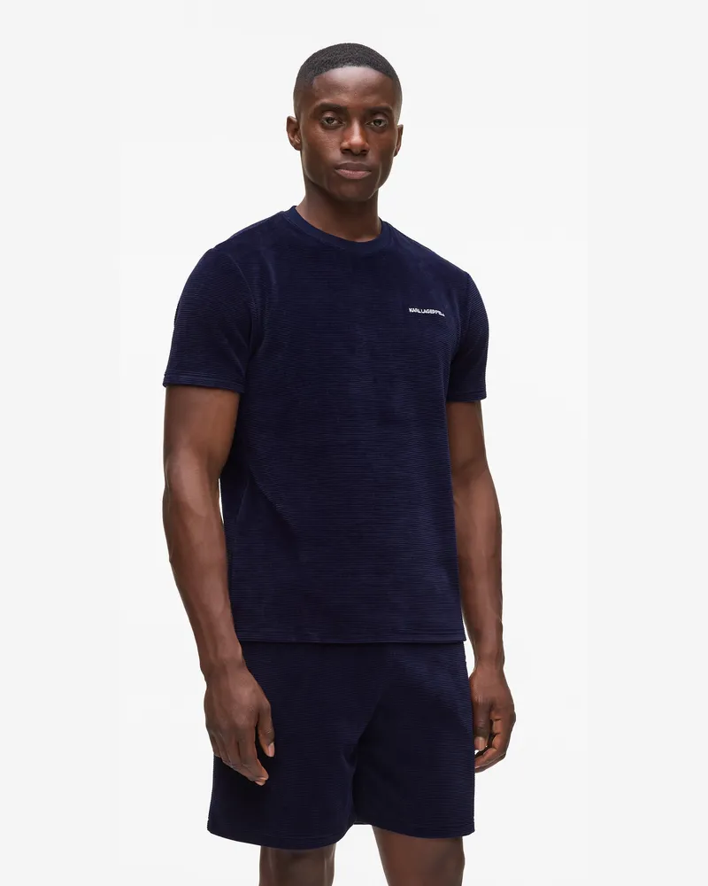 Karl Lagerfeld Pyjama-t-shirt Aus Samt, Herren, Dämmerungsblau, Größe Dämmerungsblau