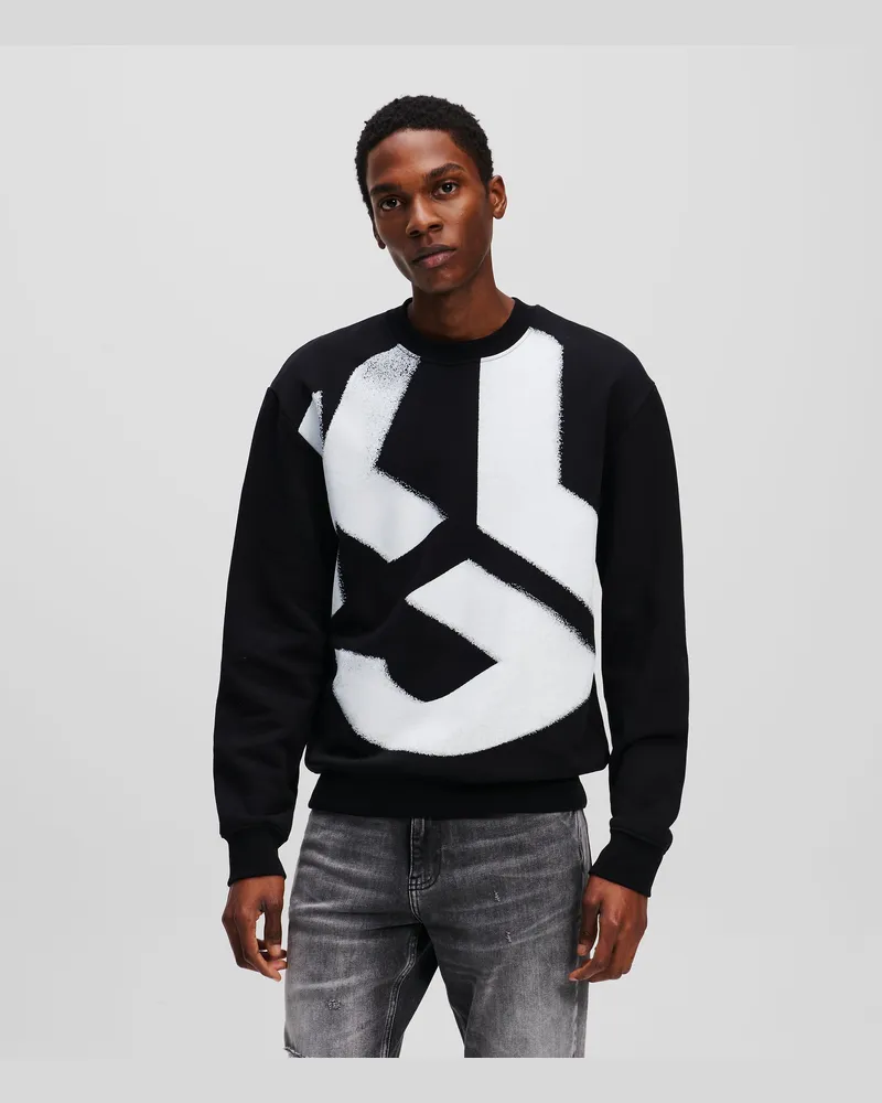 Karl Lagerfeld Monogram Gebleichtes Sweatshirt, Mann, Schwarz, Größe Schwarz
