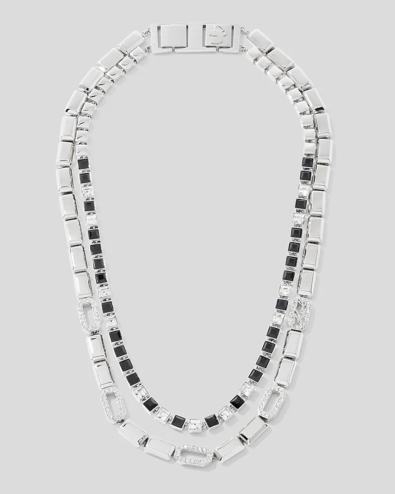 Karl Lagerfeld Signature Kristall-pavé-halskette, Damen, Silver, Größe Silver