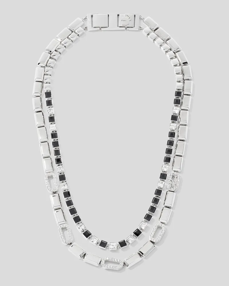 Karl Lagerfeld Signature Kristall-pavé-halskette, Frau, Silver, Größe Silver