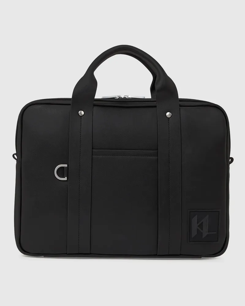 Karl Lagerfeld Aktentasche Mit Monogramm-aufnäher, Herren, Schwarz, Größe Schwarz