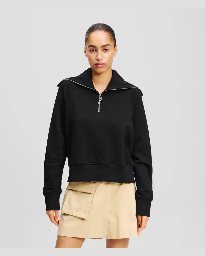 Karl Lagerfeld Sweatshirt Mit Halblangem Reissverschluss, Frau, Schwarz, Größe Schwarz