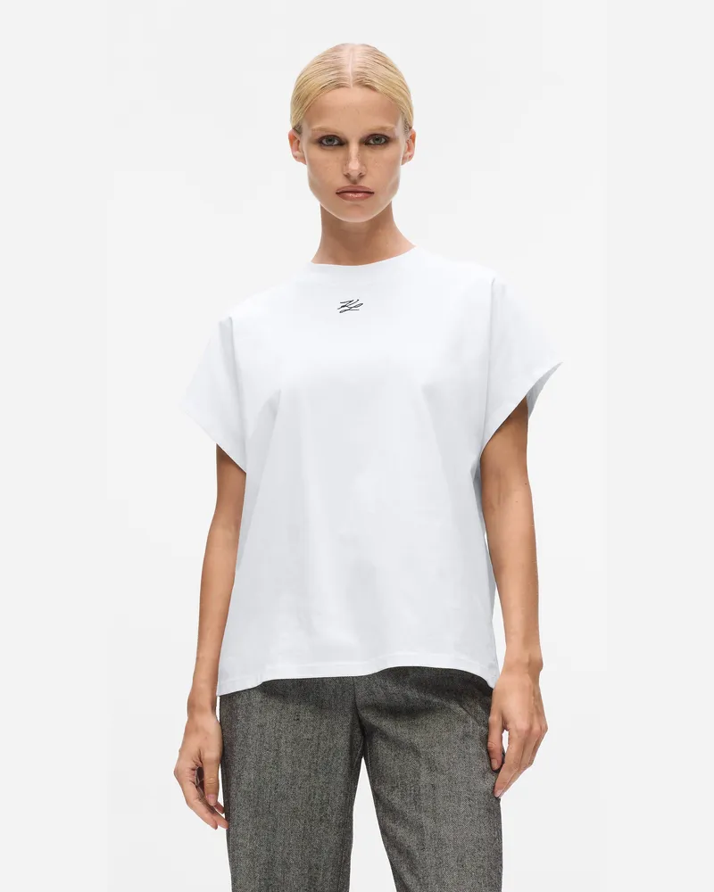 Karl Lagerfeld Autograph Relaxed T-shirt, Damen, Weiss, Größe Weiss