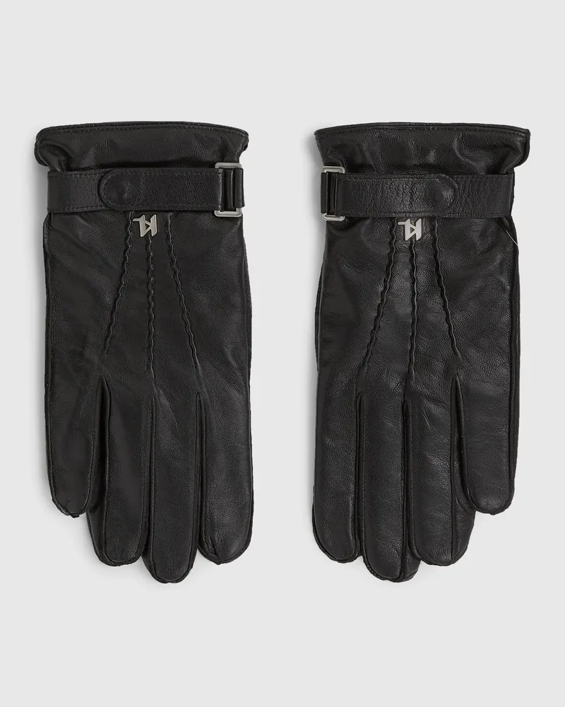 Karl Lagerfeld K/monogram Lederhandschuhe, Herren, Schwarz, Größe Schwarz