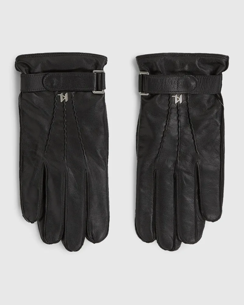 Karl Lagerfeld K/monogram Lederhandschuhe, Herren, Schwarz, Größe Schwarz
