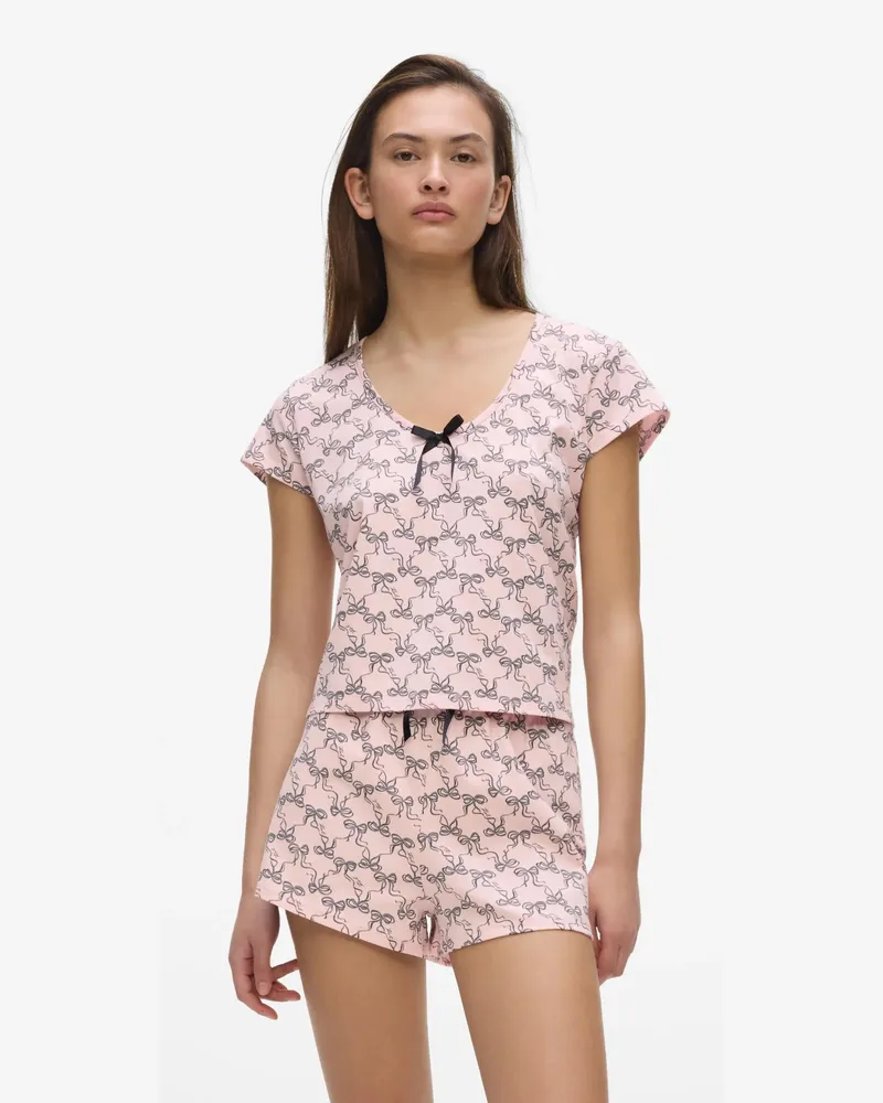 Karl Lagerfeld Pyjama Set Mit Ikonischer Schleife, Damen, Rosa Schleife, Größe Rosa