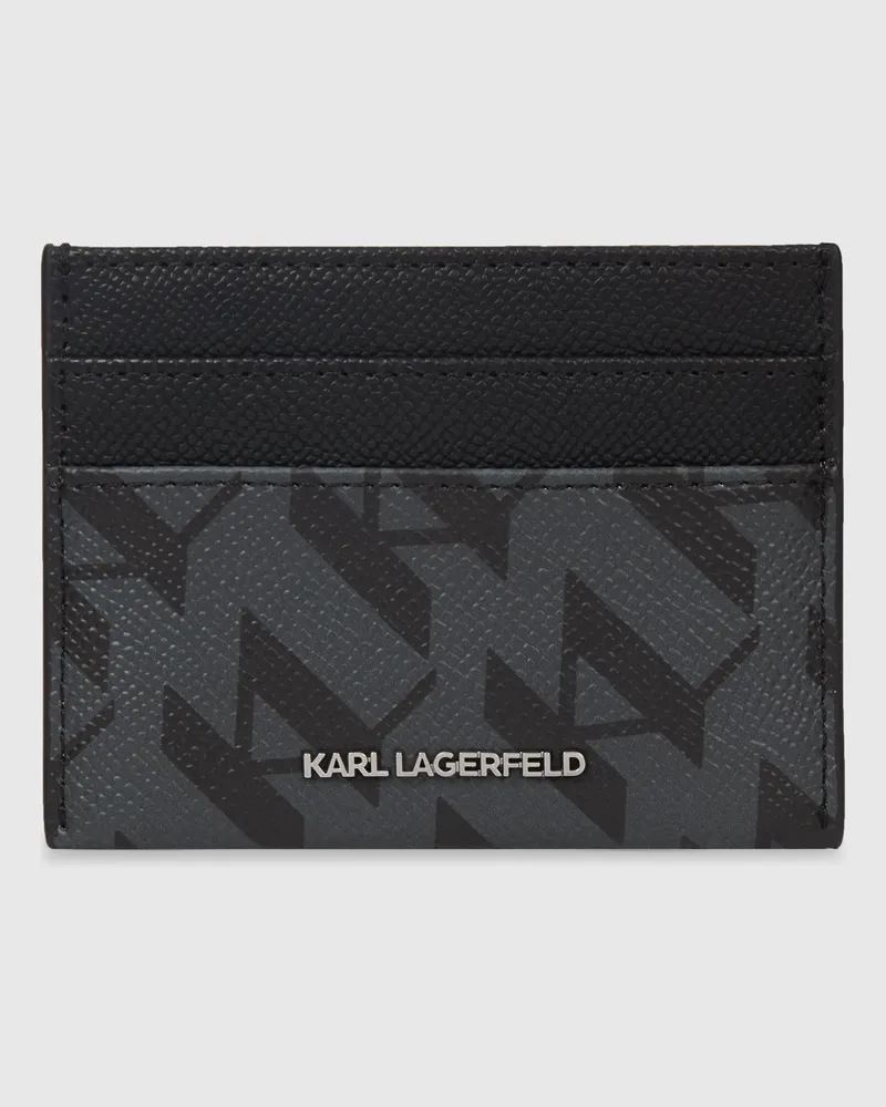 Karl Lagerfeld Ikon Monogram Kartenetui, Herren, Schwarz, Größe Schwarz