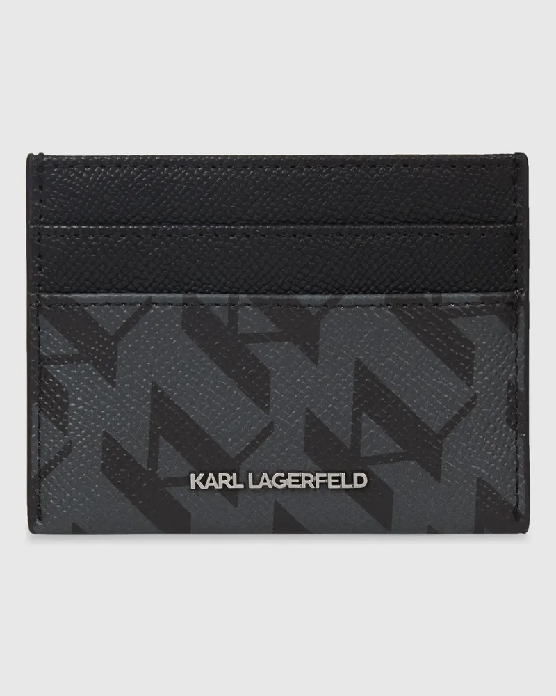 Karl Lagerfeld Ikon Monogram Kartenetui, Herren, Schwarz, Größe Schwarz
