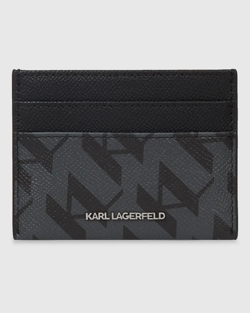 Karl Lagerfeld Ikon Monogram Kartenetui, Herren, Schwarz, Größe Schwarz