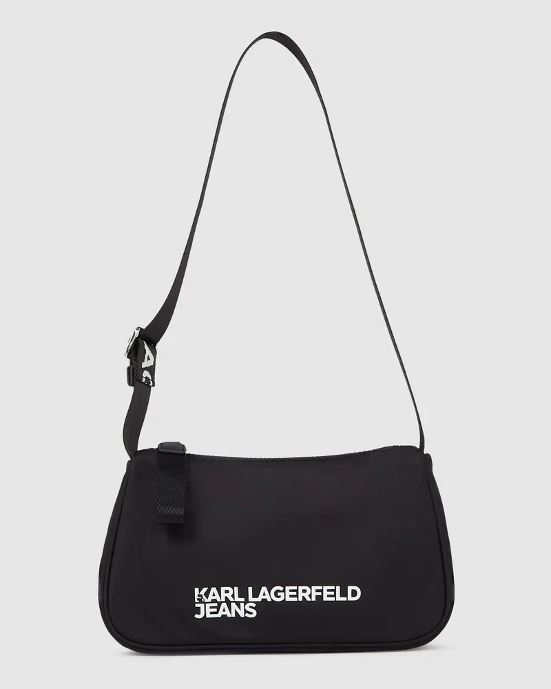 Karl Lagerfeld Schultertasche Aus Nylon Mit Logo, Damen, Schwarz, Größe Schwarz
