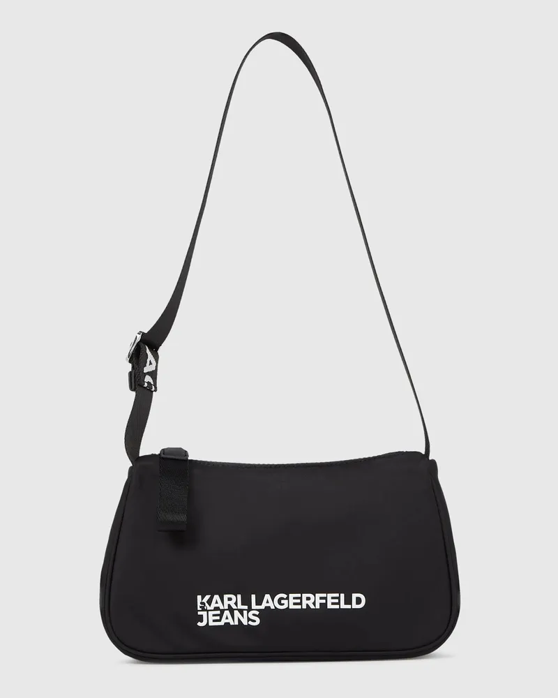 Karl Lagerfeld Schultertasche Aus Nylon Mit Logo, Damen, Schwarz, Größe Schwarz