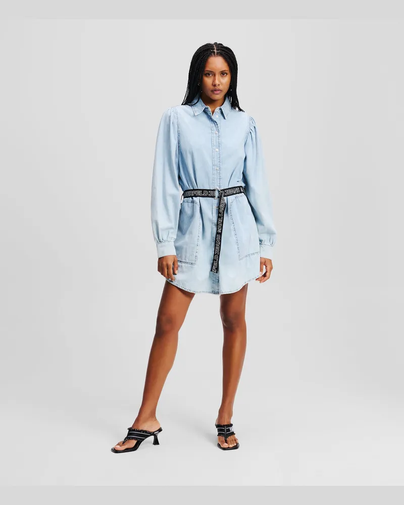Karl Lagerfeld Denim-hemdkleid Mit Puffärmeln, Frau, Hellblau, Größe Hellblau