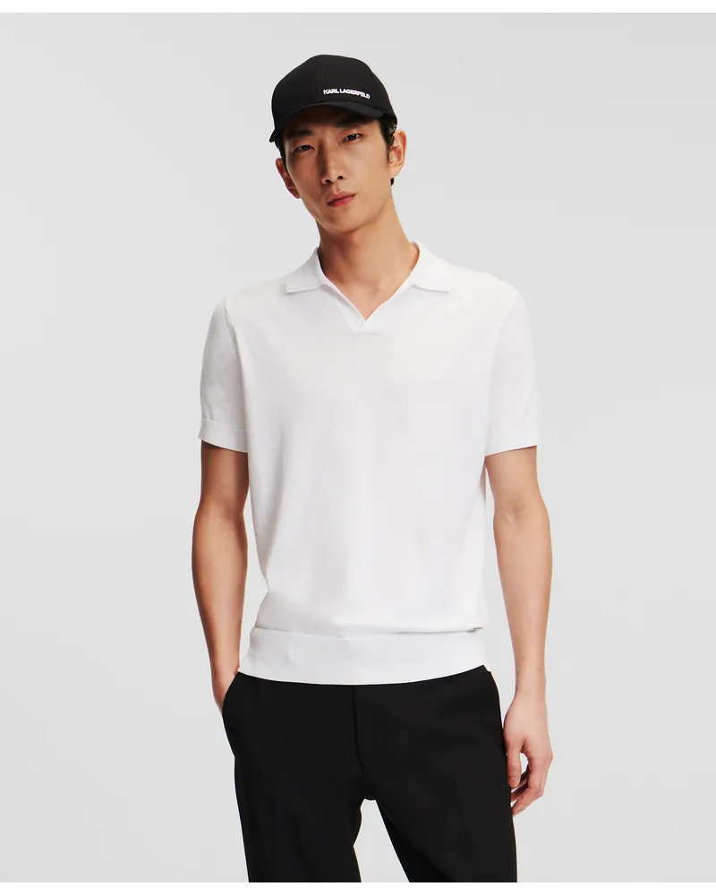 Karl Lagerfeld Poloshirt aus Strick, Mann, Weiss Weiss