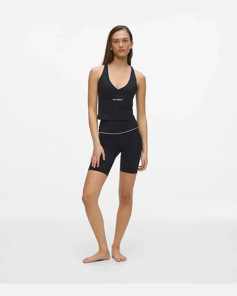 Karl Lagerfeld Athleisure-shorts Mit Kontrastierender Paspelierung, Damen, Schwarz, Größe Schwarz