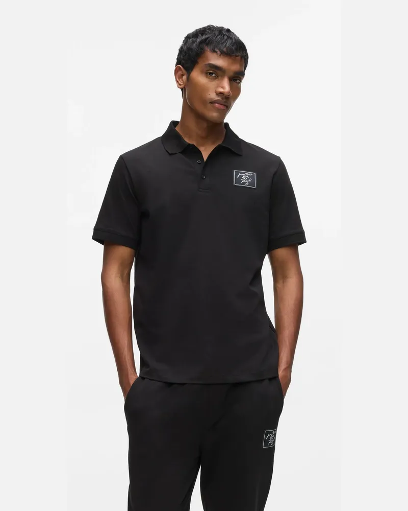 Karl Lagerfeld From Paris With Love Poloshirt, Herren, Schwarz, Größe Schwarz