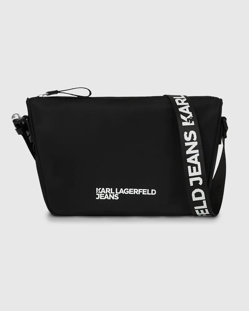 Karl Lagerfeld Umhängetasche Aus Nylon Mit Logo, Herren, Schwarz, Größe Schwarz