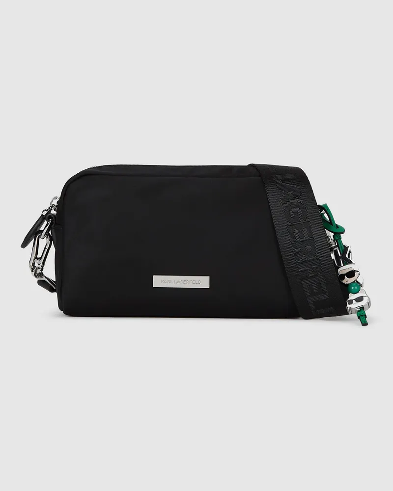 Karl Lagerfeld Ikon Schmale Kameratasche Aus Nylon, Damen, Schwarz, Größe Schwarz