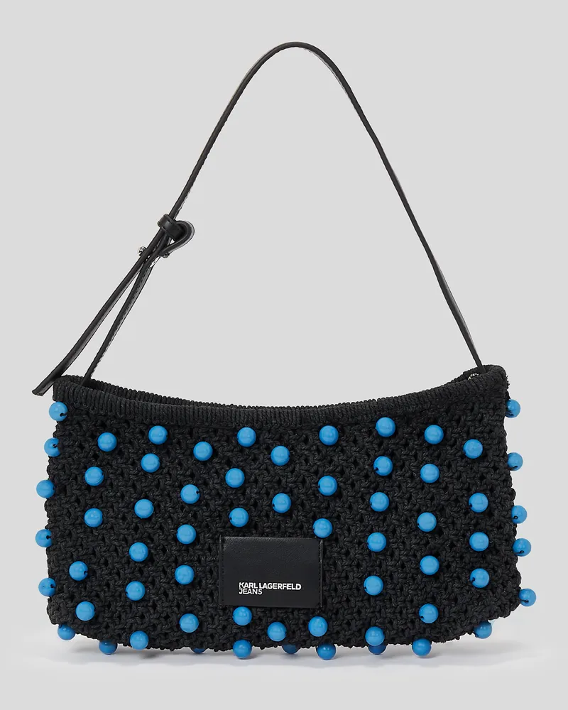 Karl Lagerfeld Häkel-schultertasche Mit Perlen, Frau, Schwarz, Größe Schwarz