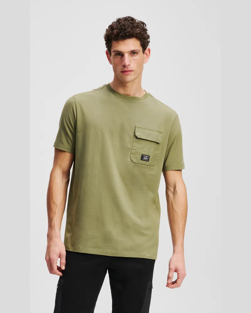 Karl Lagerfeld T-shirt Mit Brusttasche, Mann, Grün, Größe Grün