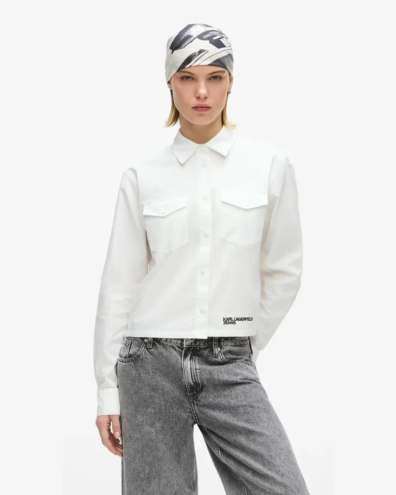 Karl Lagerfeld Oxford-hemd Mit Logo, Female, Weiss, Size White