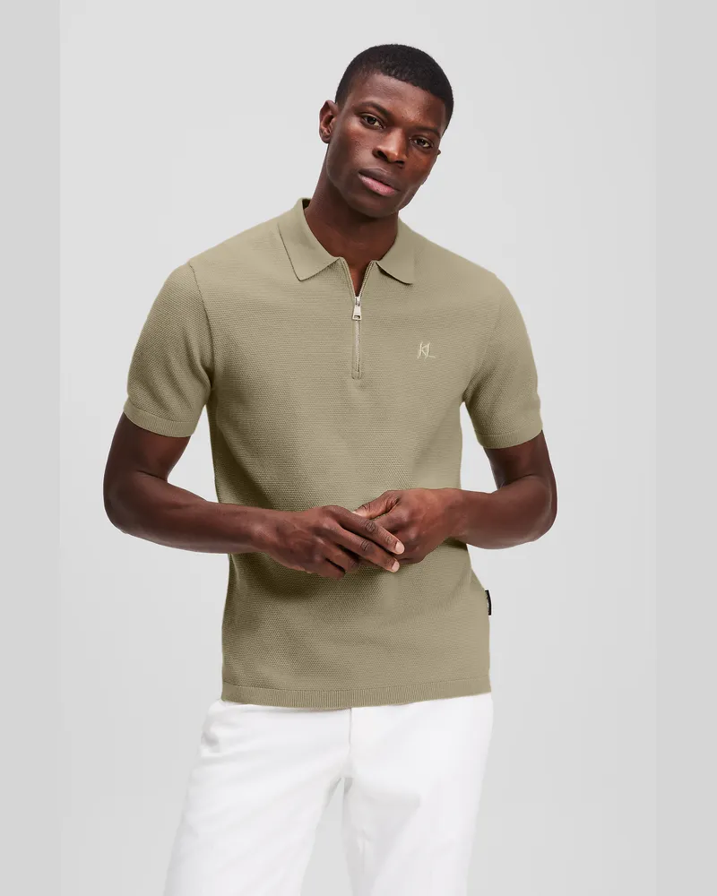 Karl Lagerfeld Poloshirt Mit Reissverschluss, Mann, Twill, Größe Twill