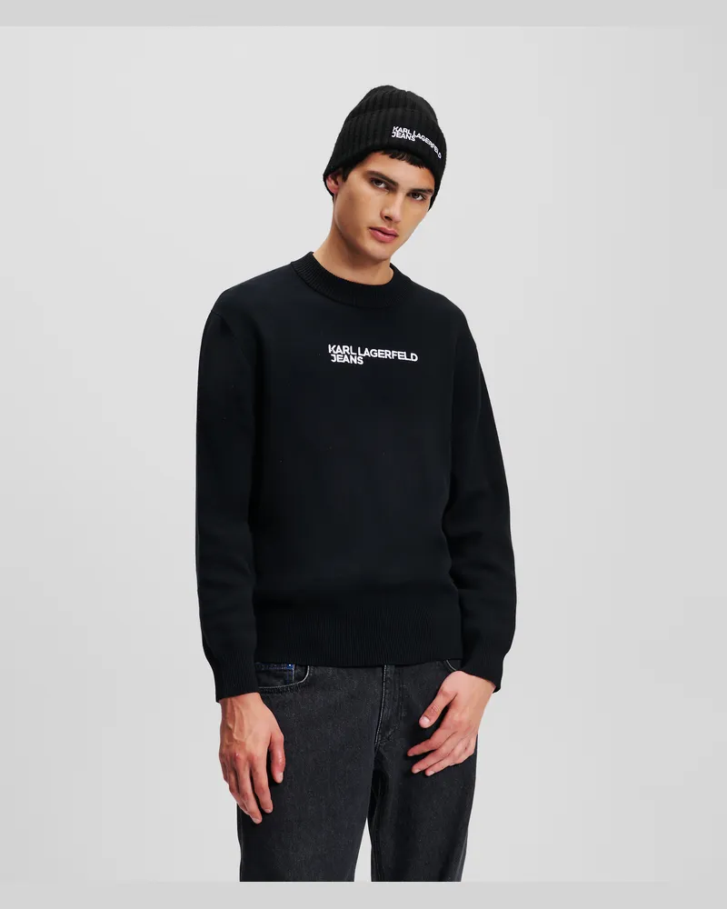 Karl Lagerfeld Logo Pullover, Mann, Schwarz, Größe Schwarz